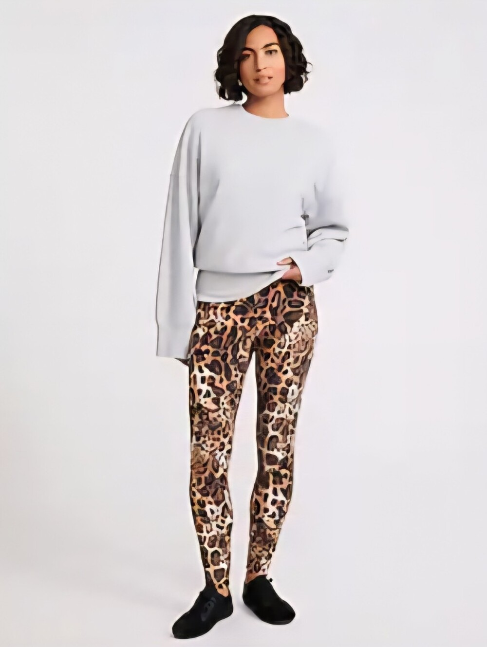 Express High Waisted Best Loved Leopard Print Leggings - Brown & Black